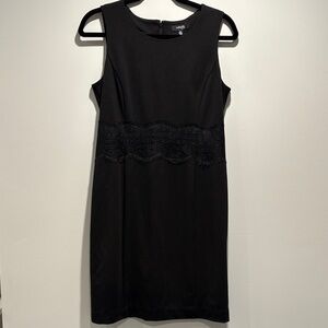 Rafaella Black Sleeveless Sheath Dress Lace Waist Inlay Size 6P LBD
